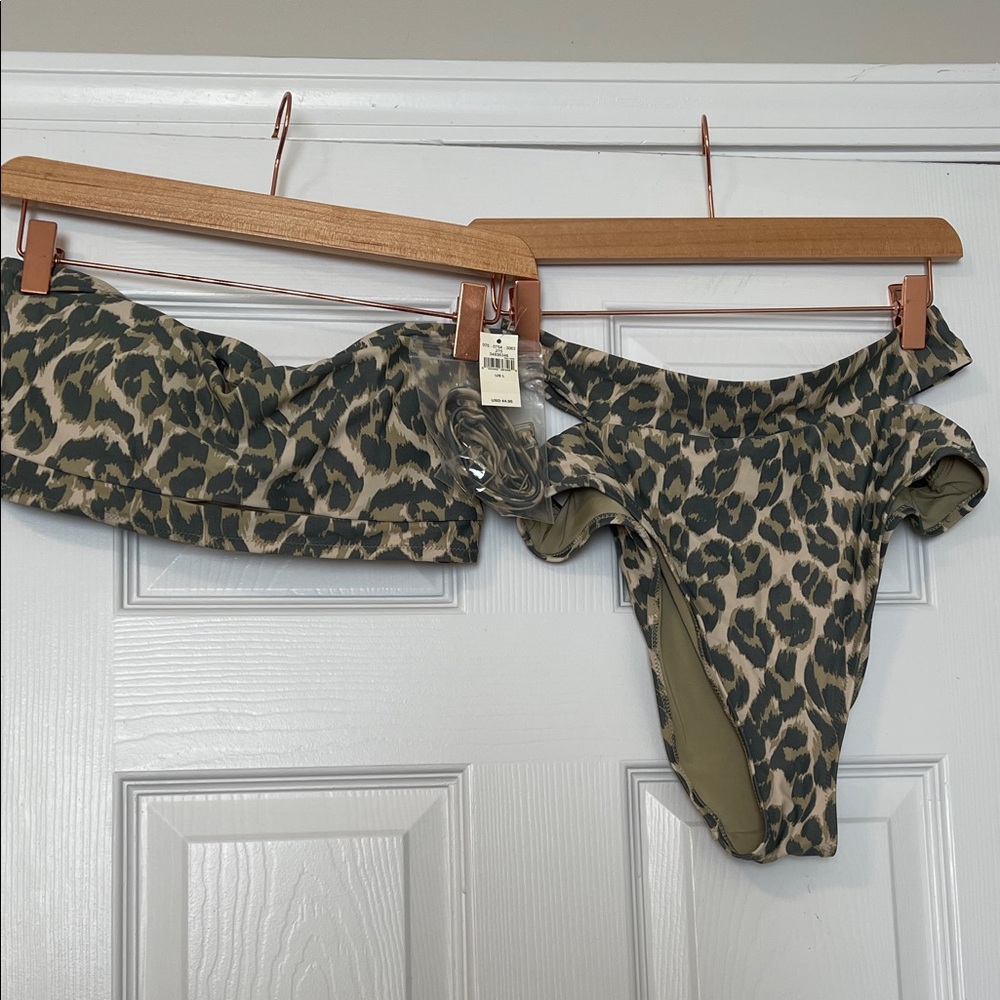 aerie Olive & Black Leopard Print Bikini Set